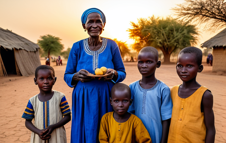 **
"A Chadian storyteller, an old woman with wrinkles etched by time, fully clothed in traditional, modest Chadian dress, surrounded by children in a village at sunset, appropriate content, safe for work, perfect anatomy, well-formed hands, family-friendly, professional photography, warm lighting, cultural heritage."
**