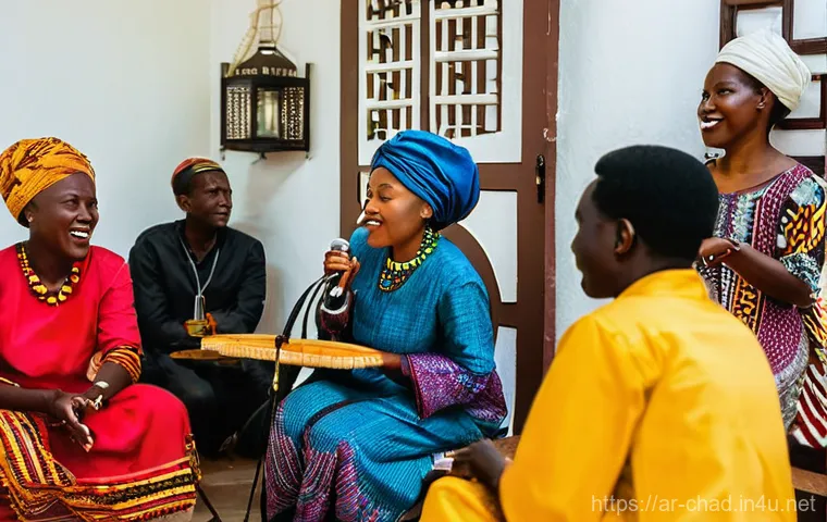 차드의 영화 및 엔터테인먼트 산업 - **N'Djamena New Wave Filmmaking**: A dynamic, medium shot capturing a passionate young Chadian femal...