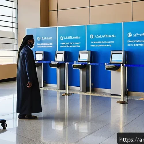 차드 공항 이용 가이드 - A modern airport security checkpoint in Chad featuring advanced X-ray and metal detection machines w...