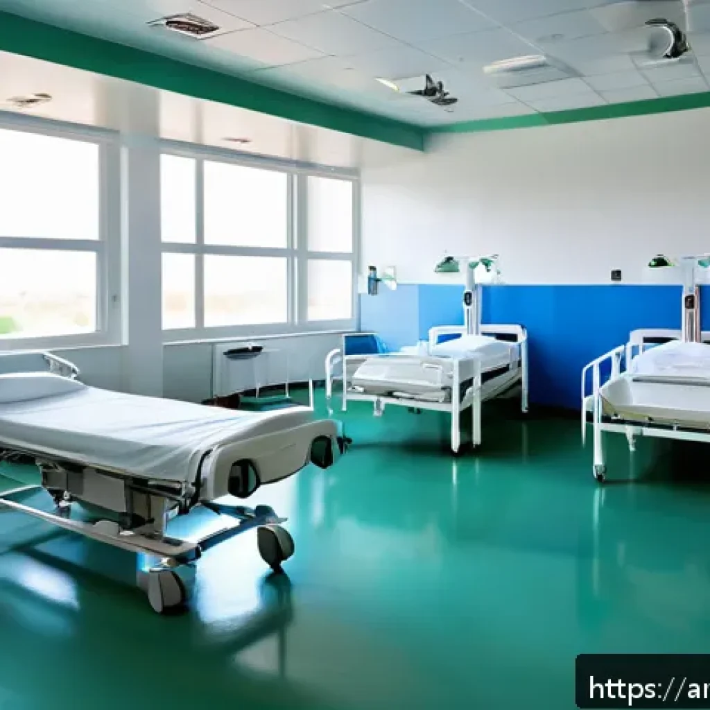 차드의 주요 병원 및 의료 시설 - A modern hospital interior in N’Djamena, Chad, showcasing advanced medical technology such as MRI ma...